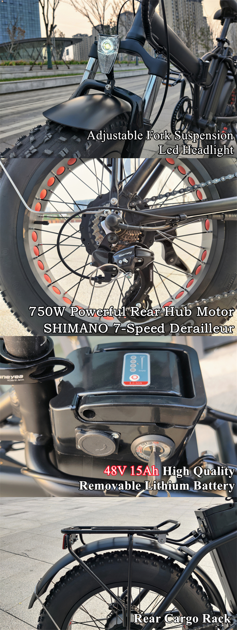 details of ebike fat tire